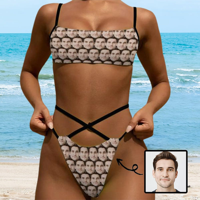 Custom Seamless Face Waist Bond Sports Bikini Peronalized Two Piece Swimsuit