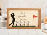 Custom Best Dad by Par Sign Wooden Golf Sign Personalized Plaque for Grandpa Fathers Day Gifts