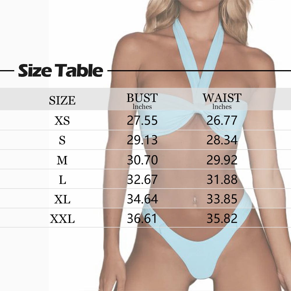 Custom Face Flowers Wide Halterneck Triangle Bikini Personalized Two Piece Swimsuit