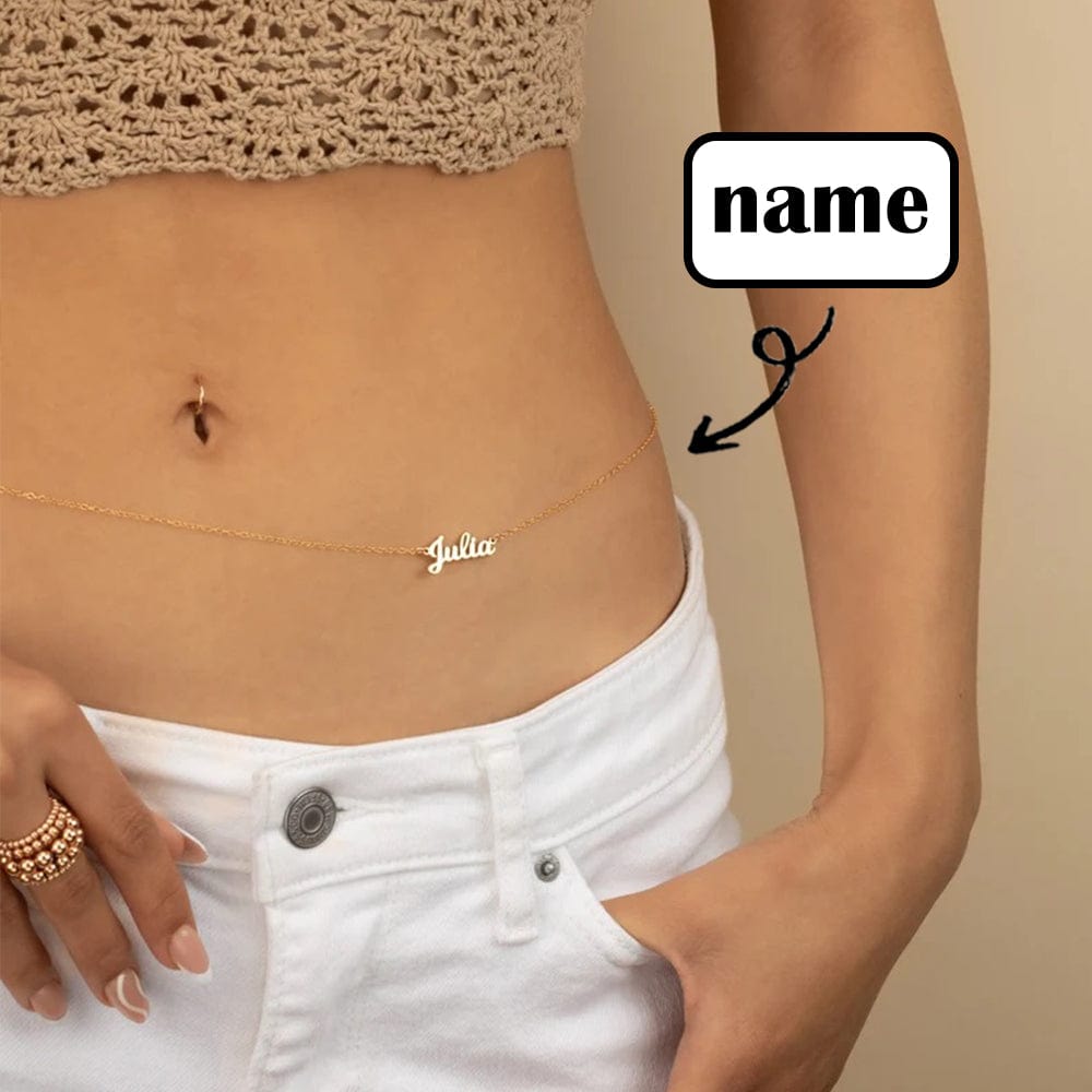 Custom Name Belly Chain Personalized Name Cable Waist Chain Bikini Jewelry