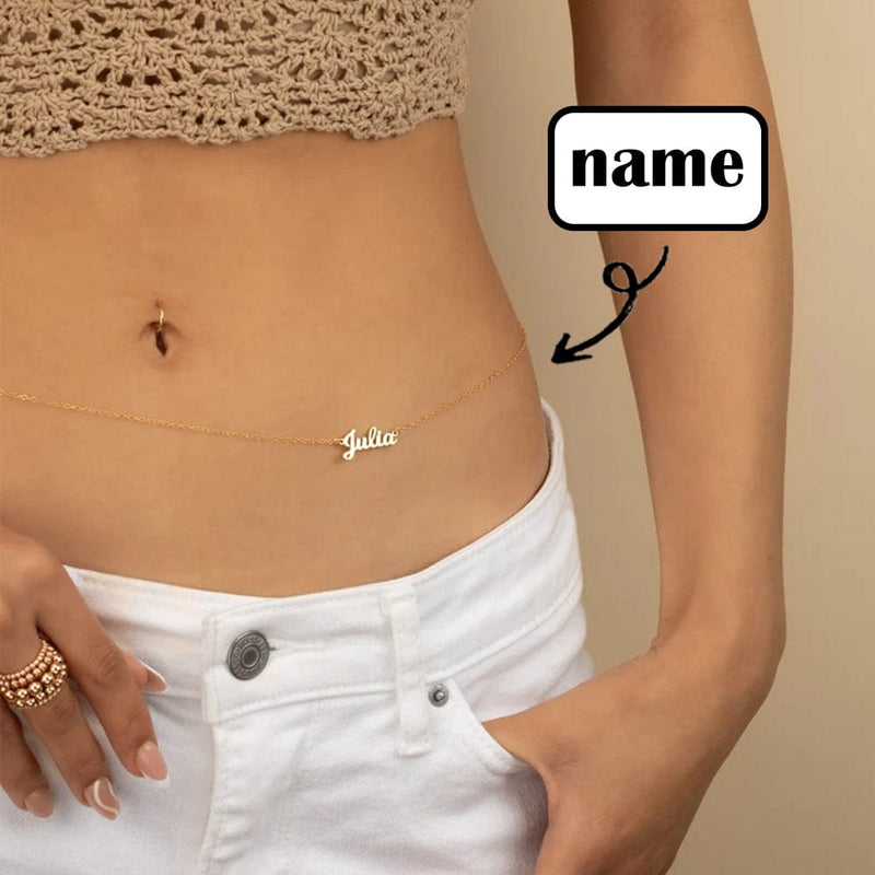 Custom Name Belly Chain Personalized Name Cable Waist Chain Bikini Jewelry