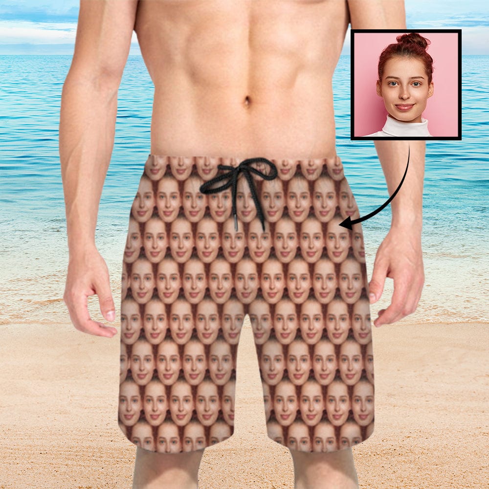 Custom Face Seamless Quick Dry Swim Trunks Personalized Swimsuit