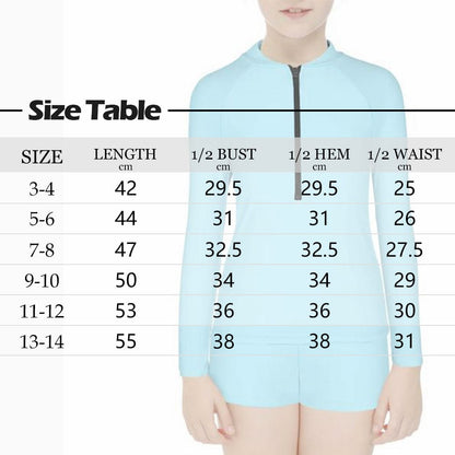 Custom Face Love Long Sleeve Children  Swimsuit Personlized Two Piece Tankini