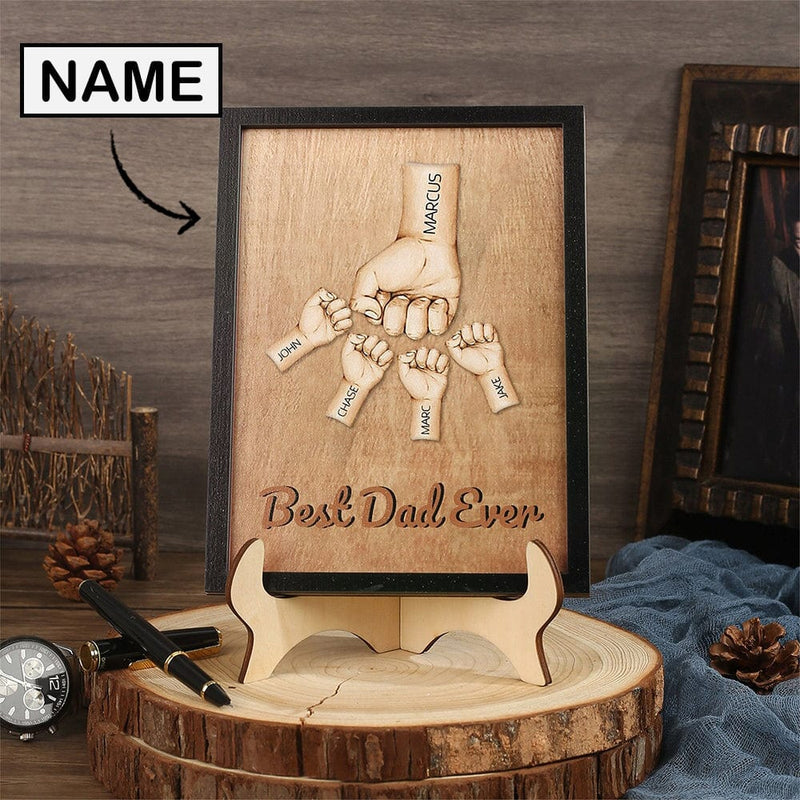 Personalized Name Fist Bump Family Hands Fist Bump Plaque Father's Day Gift For Dad, Grandpa, PAPA, Best Dad Ever