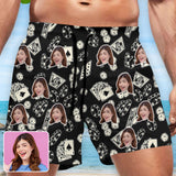 Custom Face Black Gambling Elements Men's Qiuck Dry Swim Trunks