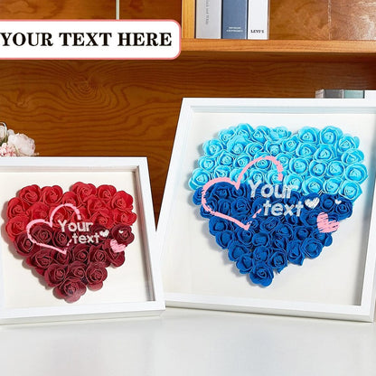 Custom Pink Text Heart-shaped Paper Flower Shadow Box Valentine&