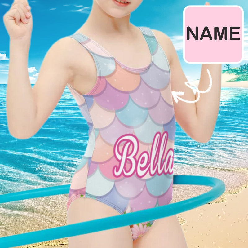 Custom Name Mermaid One Piece Kid's Swimsuit Personalized Swimsuit For Children