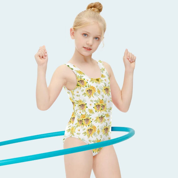 Custom Face Diasy One Piece Kid's Swimsuit Personalized Swimsuit For Children