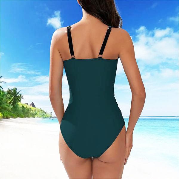 Custom Face Cross Collar One Piece Swimsuit Personalized Women&