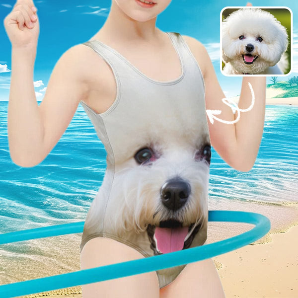 Custom Big Pet Face One Piece Kid's Swimsuit Personalized Swimsuit For Children