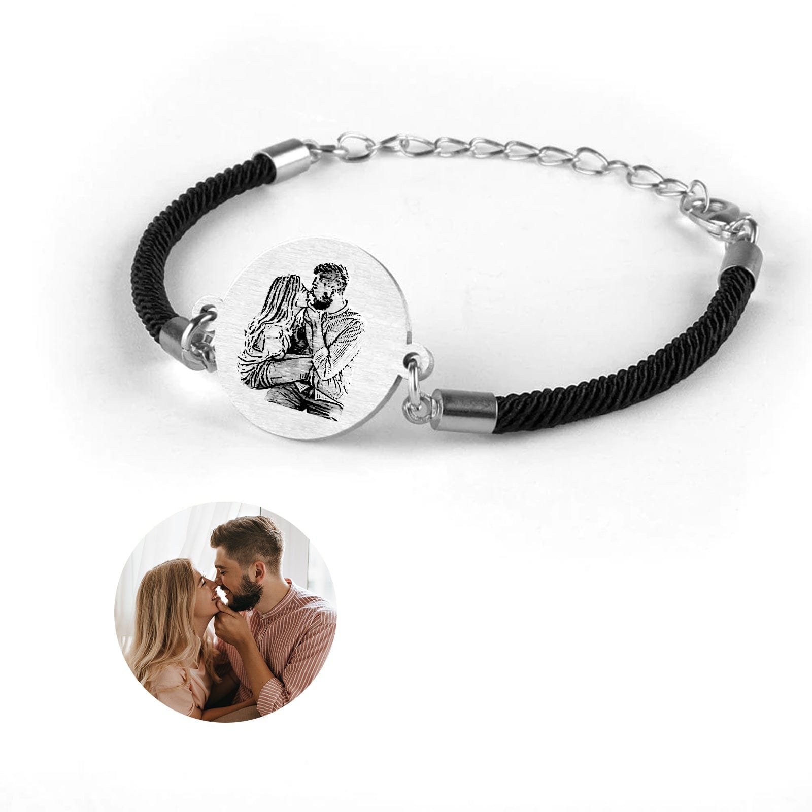 Personalized Portrait Commemorative Bracelet Custom Photo&amp;Text Couple Bracelet Wedding Birthday Valentine&