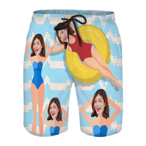 Custom Girlfriend's Face Quick Dry Swim Trunks Personalized Swimwear