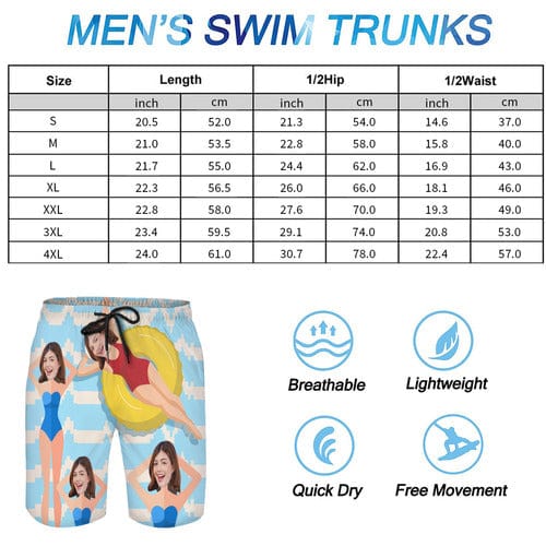 Custom Girlfriend's Face Quick Dry Swim Trunks Personalized Swimwear