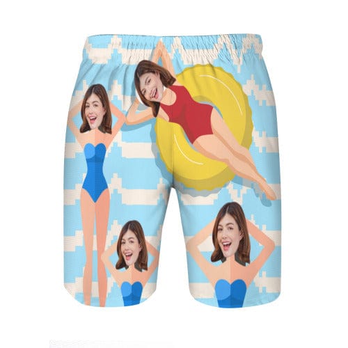 Custom Girlfriend's Face Quick Dry Swim Trunks Personalized Swimwear