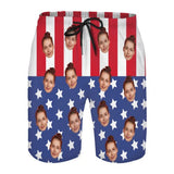 Custom American Flag Face Quick Dry Swim Trunks Personalized Gift for Him