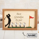 Custom Best Dad by Par Sign Wooden Golf Sign Personalized Plaque for Grandpa Fathers Day Gifts