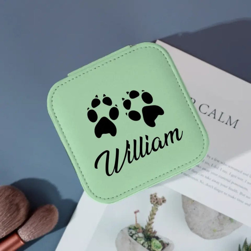 Custom Name Pet Footprints Various Colors Jewelry Box