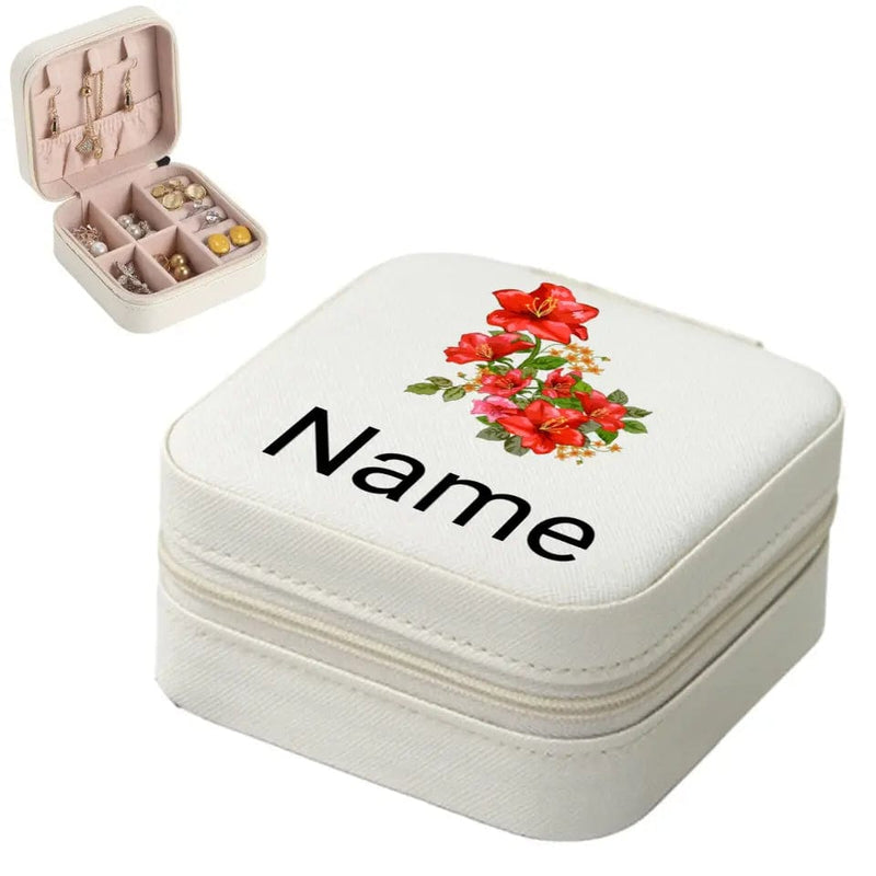 Custom Name Red Flower Jewelry Box Personalized Mother's Day Gift