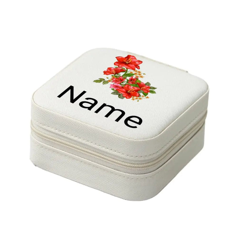 Custom Name Red Flower Jewelry Box Personalized Mother's Day Gift