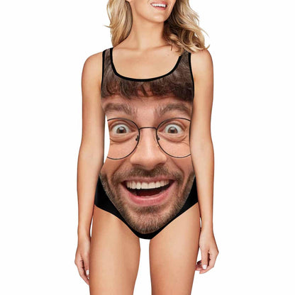 【Top Selling】Custom Funny Face One Piece Swimsuit Personalized Tank Top Bathing Suit Holiday Party