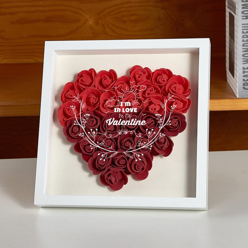 Custom Text Heart-shaped Paper Flower Shadow Box Valentine's Gift For Her