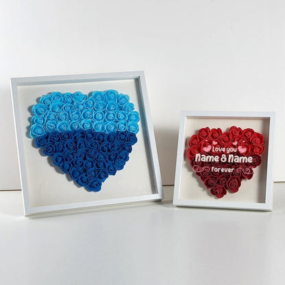 Custom Couple Name Heart-shaped Paper Flower Shadow Box Valentine&