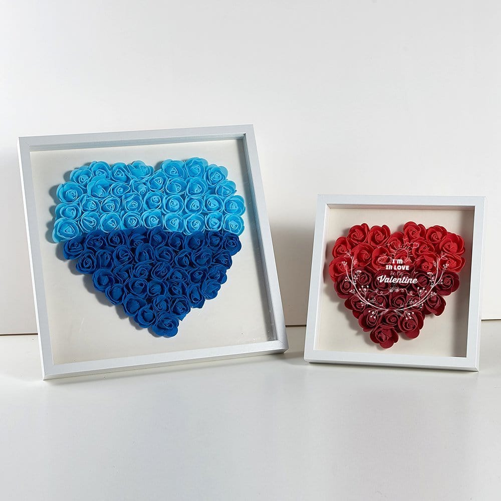 Custom Text Heart-shaped Paper Flower Shadow Box Valentine&