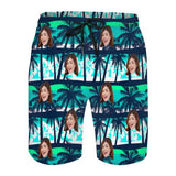 Custom Face Green Trees Seamless Quick Dry Swim Trunks Personalized Swimwear