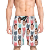 Custom White Colorful Pineapple Face Quick Dry Swim Trunks Personalized Gift for Him