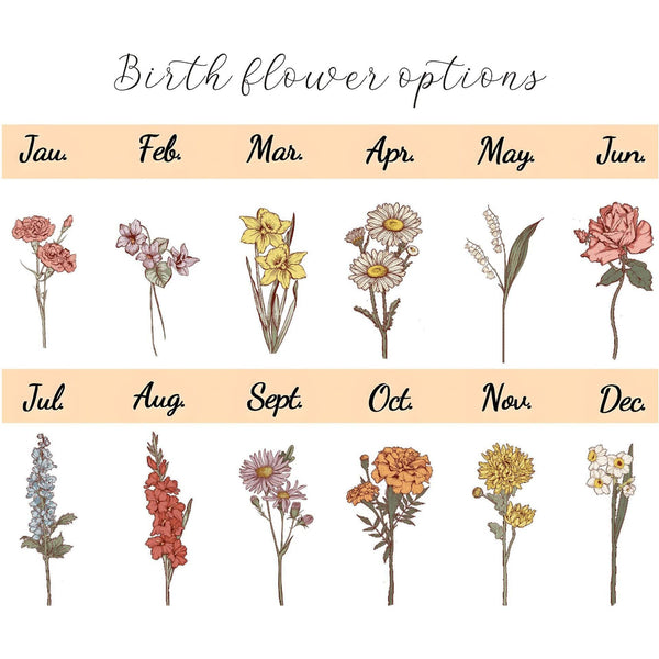 Custom Gift Print Birth Month Transparent Flower Art Mother’s Day Gift Birthday Gift For Mom