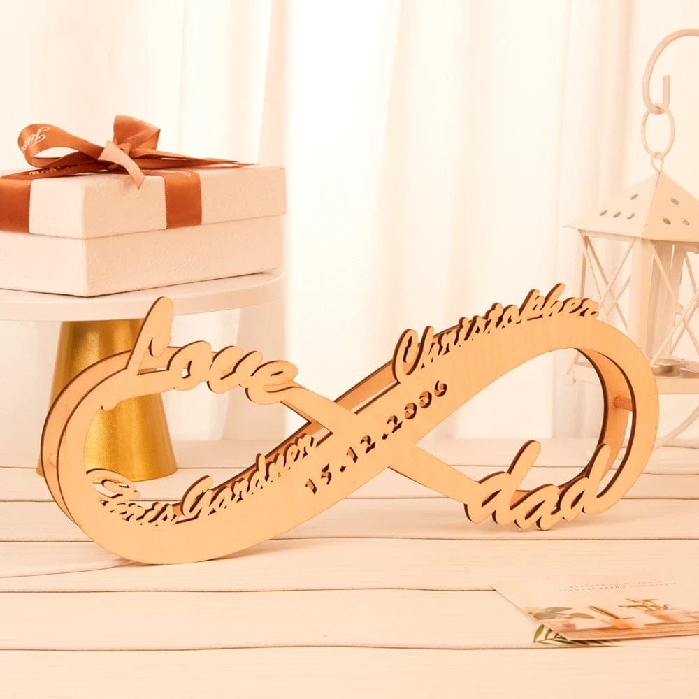 Custom Name&amp;Date  Wooden Infinity Light Engraved Wooden Nightlight Wedding Anniversary Valentine Gift