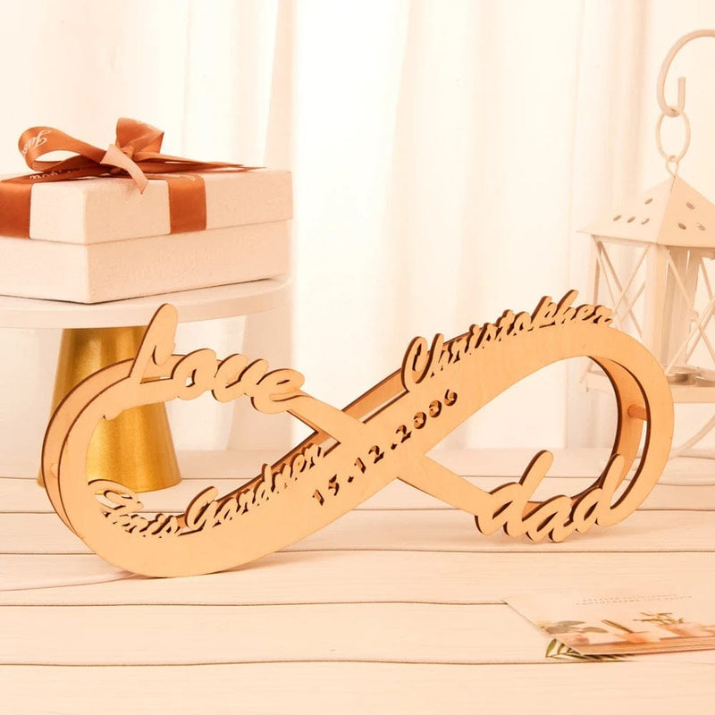 Custom Name&Date  Wooden Infinity Light Engraved Wooden Nightlight Wedding Anniversary Valentine Gift