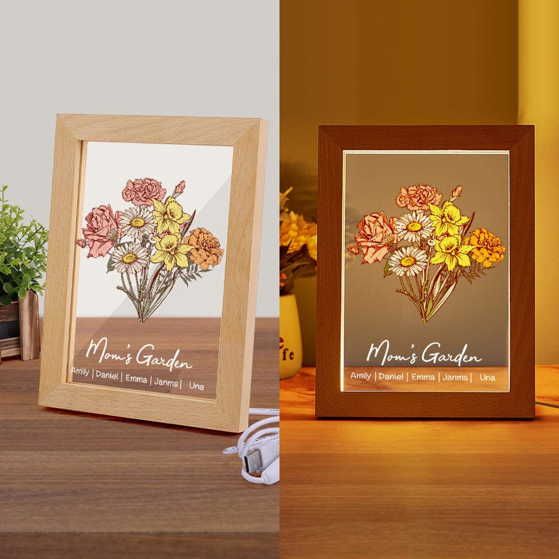 Custom Gift Print Birth Month Transparent Flower Art Mother’s Day Gift Birthday Gift For Mom