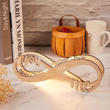 Custom Name&Date  Wooden Infinity Light Engraved Wooden Nightlight Wedding Anniversary Valentine Gift