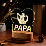 Custom Photo Acrylic Night Light with Wood Base Custom Photo Collage LED Light Father Day Gift