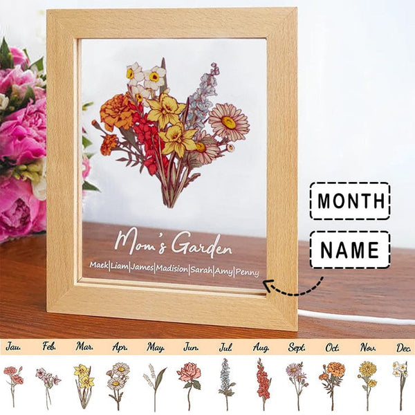 Custom Gift Print Birth Month Transparent Flower Art Mother’s Day Gift Birthday Gift For Mom