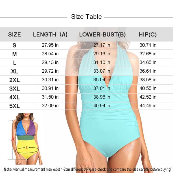 Custom Face All of You Women's Halter Neck Tie One Piece Swimsuit Sexy Backless Wide Straps V Neck