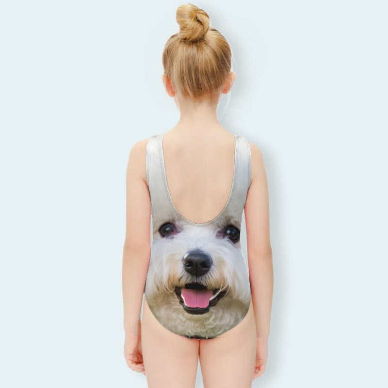 Custom Big Pet Face One Piece Kid's Swimsuit Personalized Swimsuit For Children