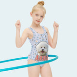 Custom Pet Face Name One Piece Kid's Swimsuit Personalized Swimsuit For Children