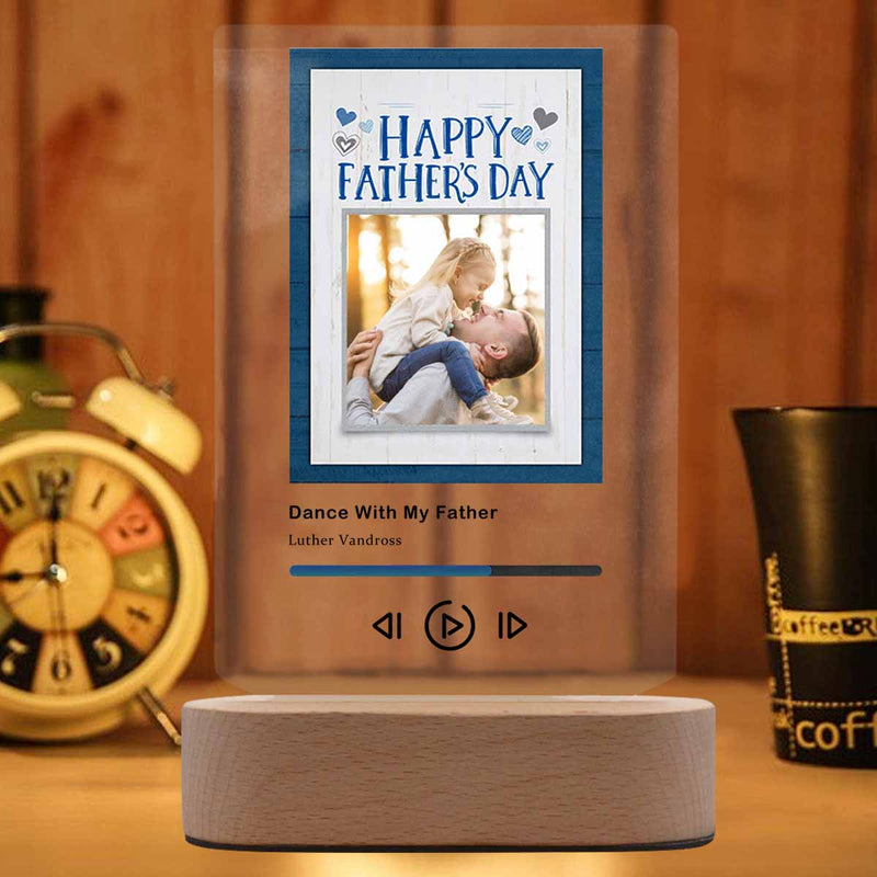 Custom Photo&Song Title&Artist Name Happy Father's Day Heart Clear Acrylic Music Plaque