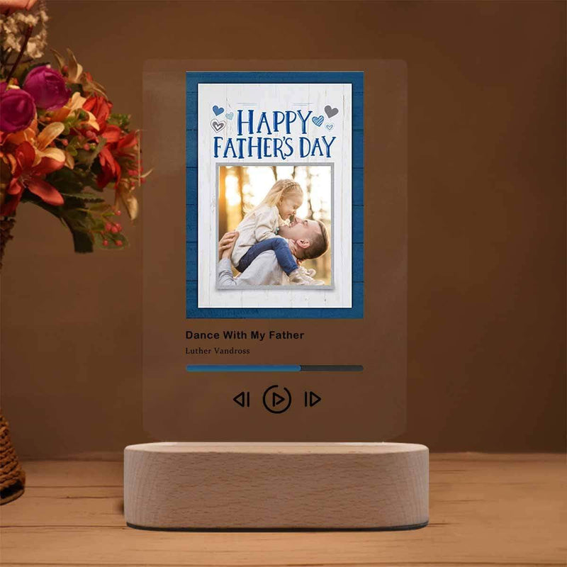 Custom Photo&Song Title&Artist Name Happy Father's Day Heart Clear Acrylic Music Plaque