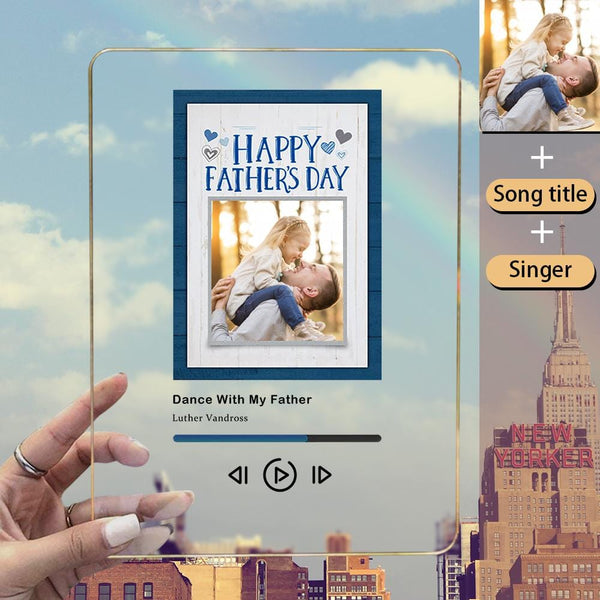 Custom Photo&Song Title&Artist Name Happy Father's Day Heart Clear Acrylic Music Plaque