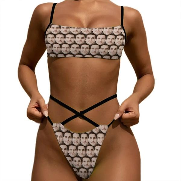 Custom Seamless Face Waist Bond Sports Bikini Peronalized Two Piece Swimsuit