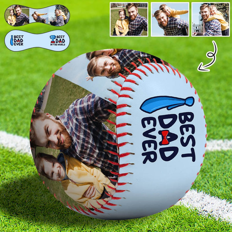 Custom Photo Best Dad Ever Baseball Personalized Baseball Gift