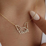 Custom Cute Pet Dog Ear Name Necklace Women Girl Child Jewelry Stainless Steel Family Guard Dog Tag Necklace