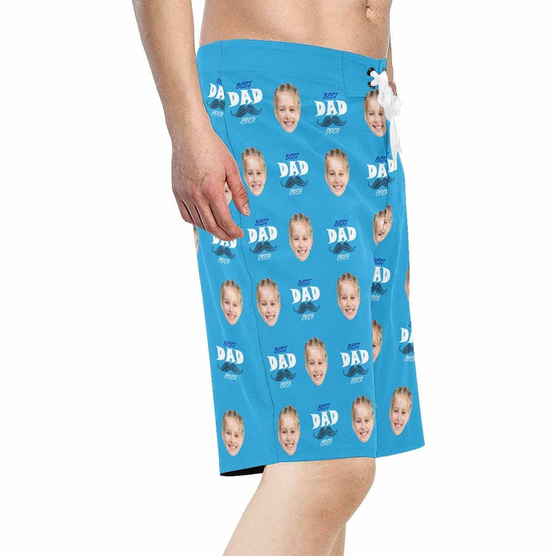 Custom Face Best Dad Men's Beach Shorts