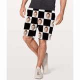 Custom Face Black and White Personalized Photo Men's Elastic Beach Shorts