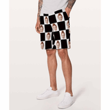 Custom Face Black and White Personalized Photo Men's Elastic Beach Shorts