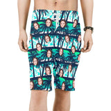 Custom Face Coconut Tree Personalized Photo Men's Beach Shorts Drawstring Shorts