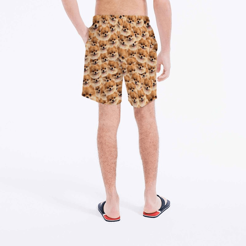 Custom Face Dog Personalized Photo Men's Elastic Beach Shorts